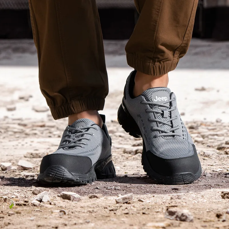 Jeep Anti Slip And Wear Resistant Coverage Low Top Labor Shoes Outdoor Shoes Unisex Gray-8