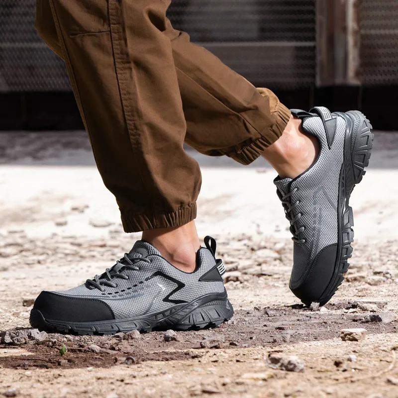 Jeep Anti Slip And Wear Resistant Coverage Low Top Labor Shoes Outdoor Shoes Unisex Gray-7