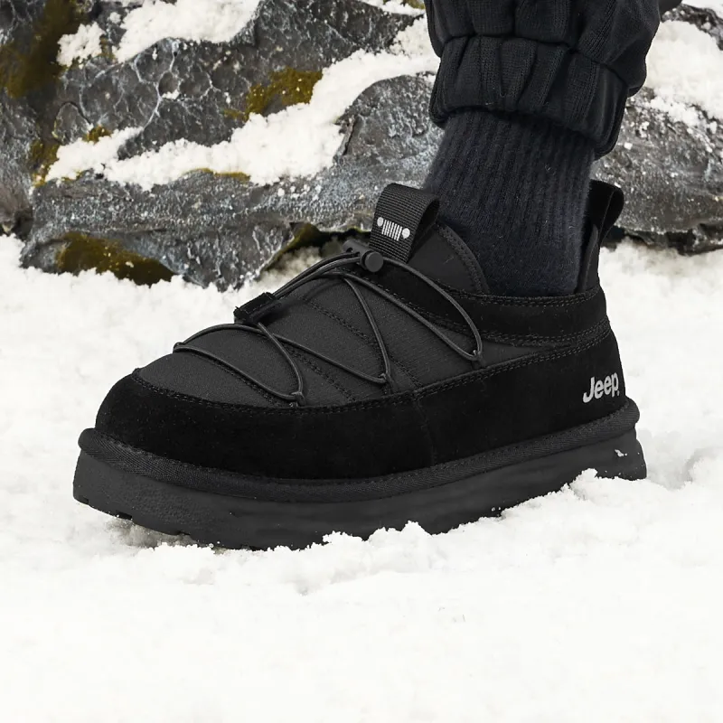 Jeep Thermal Coverage Height Increasing Balance Abrasion Resistant Slip Resistant Ankle Length Snow Boots Men's Black-5