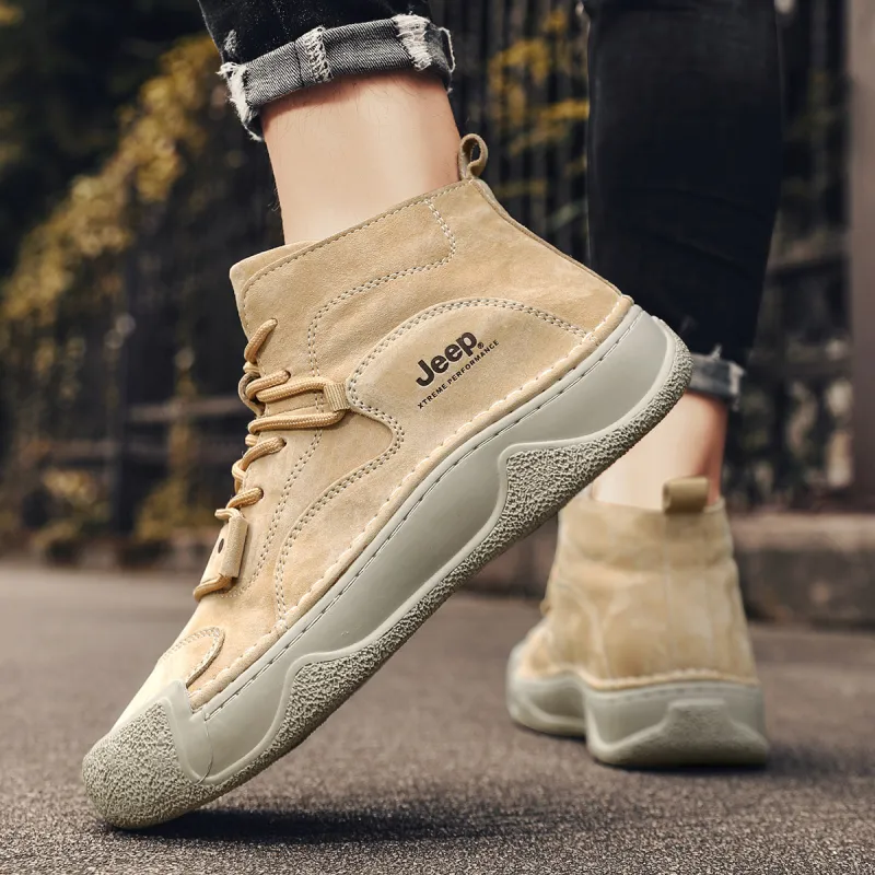 Jeep Cushioning Coverage Wear Resistant Slip Resistant Mid Top Outdoor Shoes Men's Earth Yellow-6