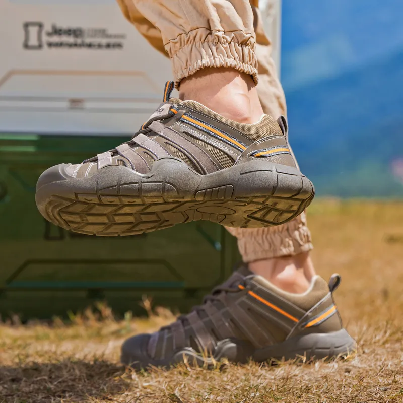 Jeep Cushioning Anti-Slip And Wear-Resistant Low-Top Outdoor Shoes Men's Gray-7