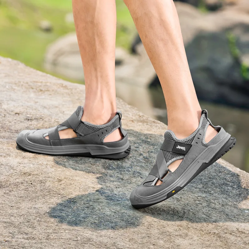 Jeep Abrasion Resistant Lightweight Breathable Quick Dry Slip Resistant Odor Resistant River Trekking Shoes Men's Gray-6