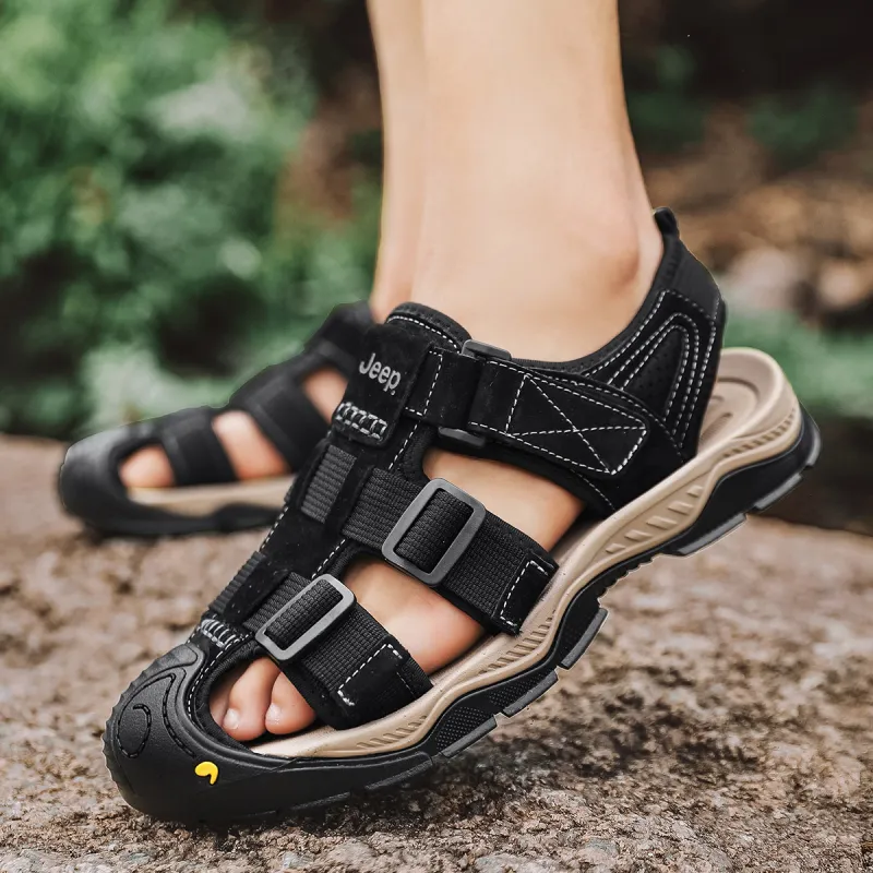 Jeep Breathable Beach Sandals Men's Black-5