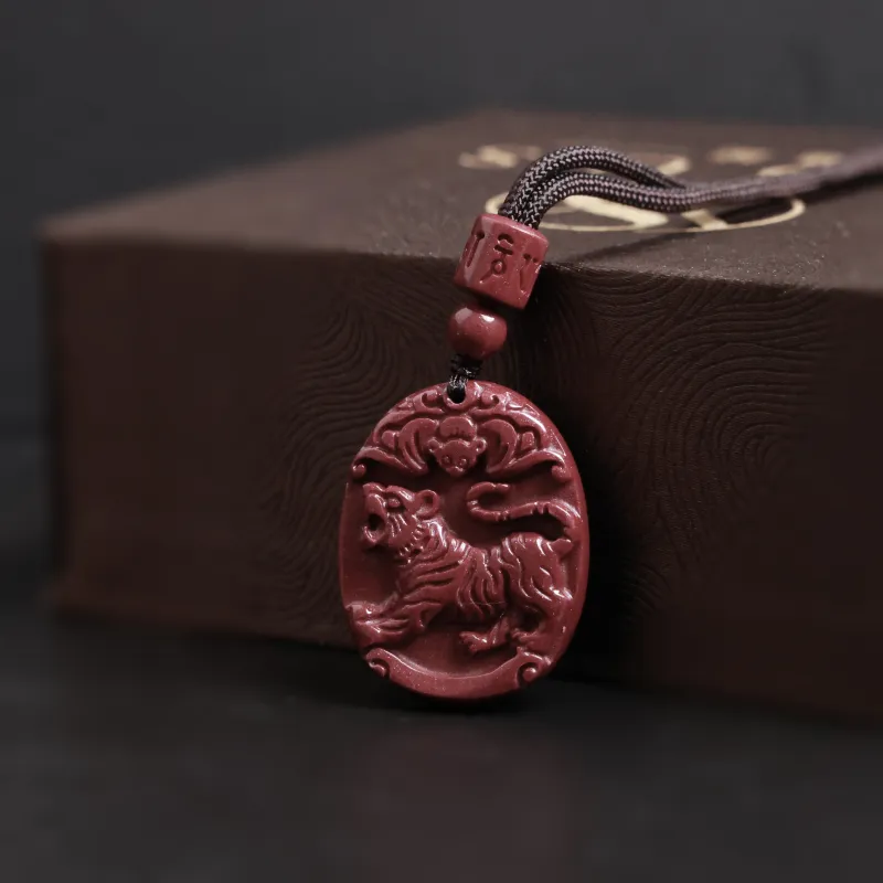 Yo sheng Reconstructed Cinnabar Jade Necklaces Unisex-9