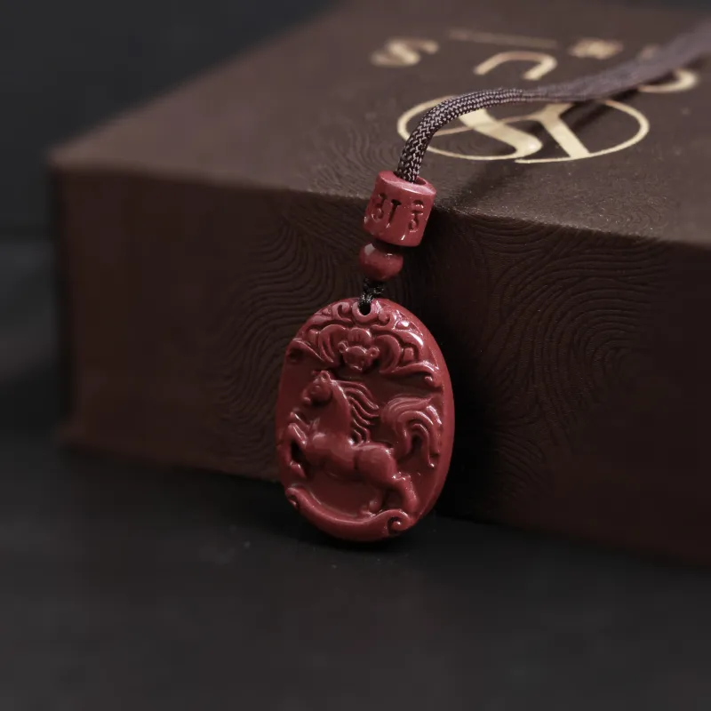 Yo sheng Reconstructed Cinnabar Jade Necklaces Unisex-21