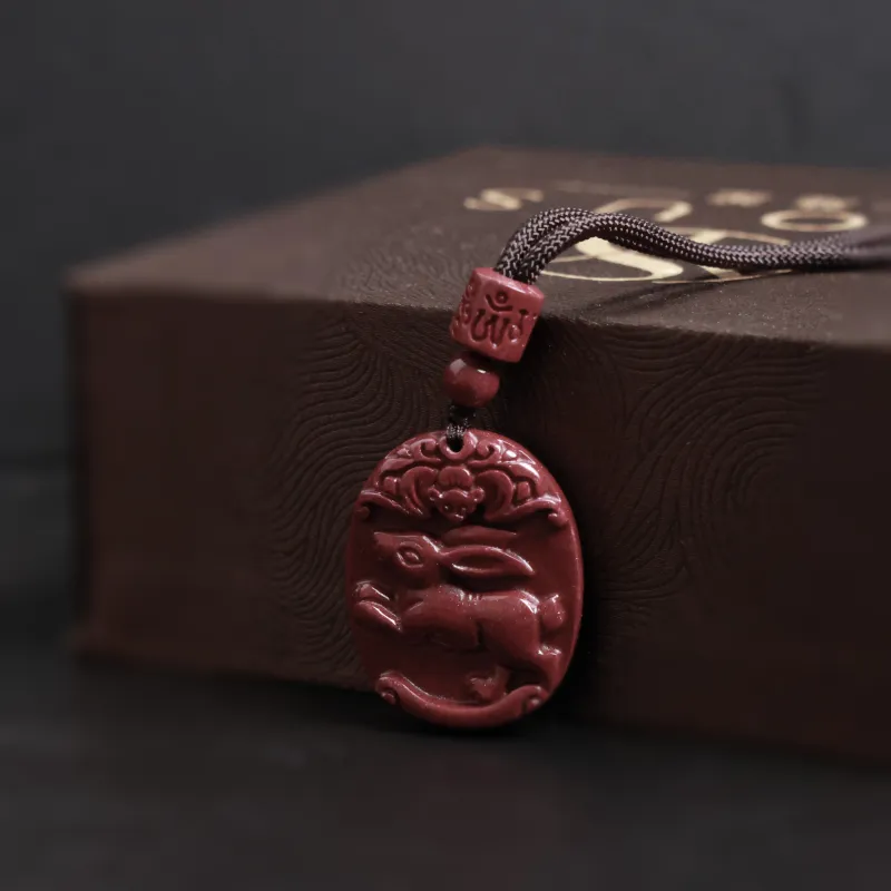 Yo sheng Reconstructed Cinnabar Jade Necklaces Unisex-12