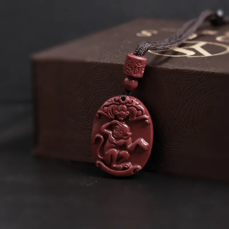 Yo sheng Reconstructed Cinnabar Jade Necklaces Unisex-27