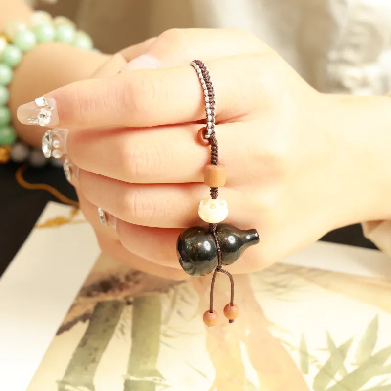 Yo sheng Gold Sheen Obsidian Keychains Unisex-5