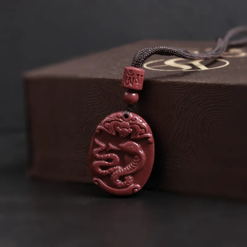 Yo sheng Reconstructed Cinnabar Jade Necklaces Unisex-18