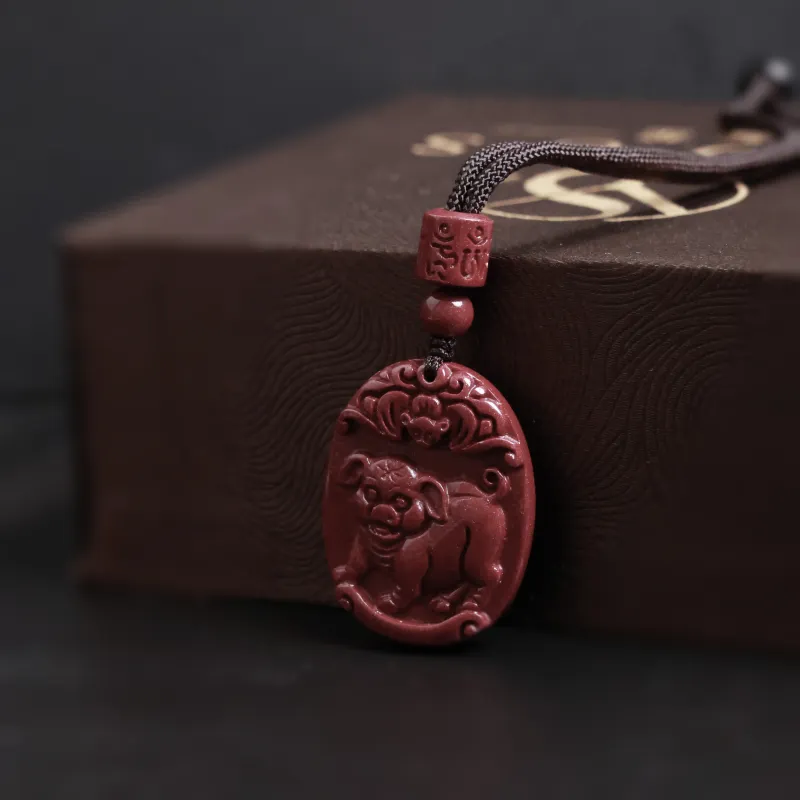 Yo sheng Reconstructed Cinnabar Jade Necklaces Unisex-36