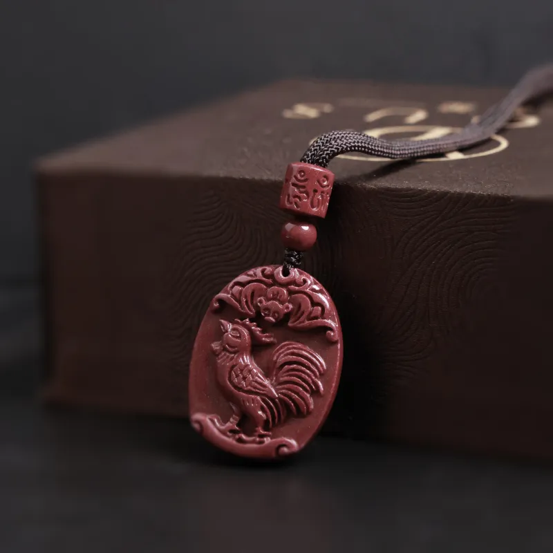 Yo sheng Reconstructed Cinnabar Jade Necklaces Unisex-30
