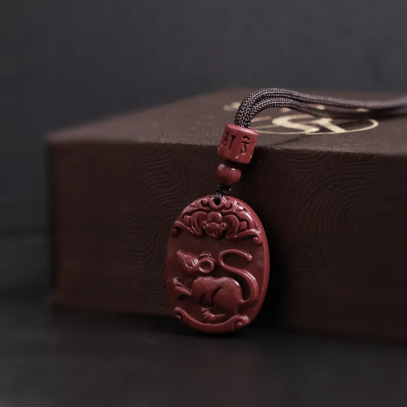 Yo sheng Reconstructed Cinnabar Jade Necklaces Unisex-2