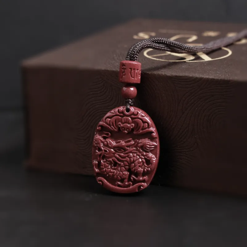 Yo sheng Reconstructed Cinnabar Jade Necklaces Unisex-15