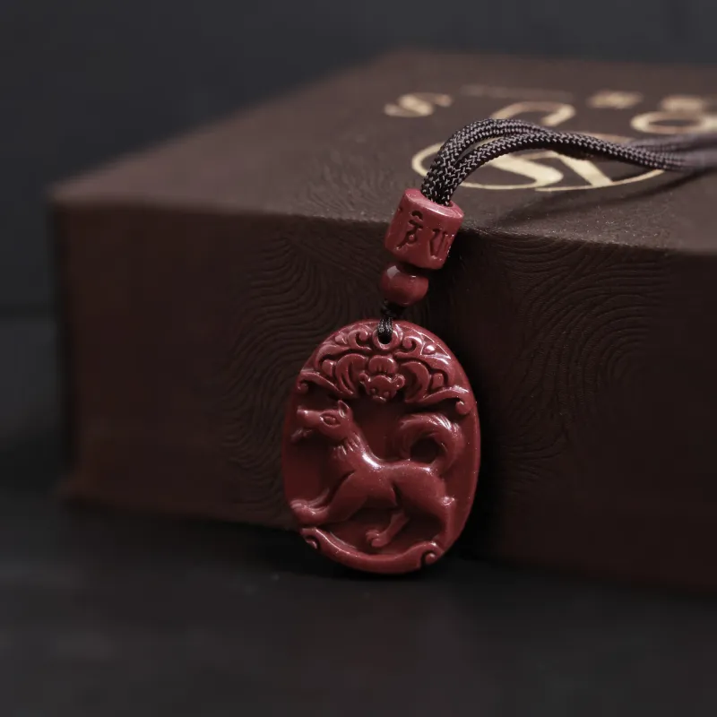 Yo sheng Reconstructed Cinnabar Jade Necklaces Unisex-33