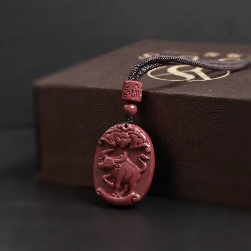Yo sheng Reconstructed Cinnabar Jade Necklaces Unisex-6