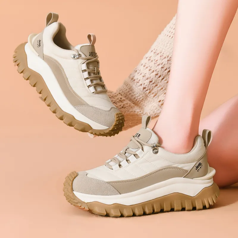 JEEP SPIRIT Slip-Resistant Low-Top Support Height Enhancement Women's Beige Casual Shoes-20