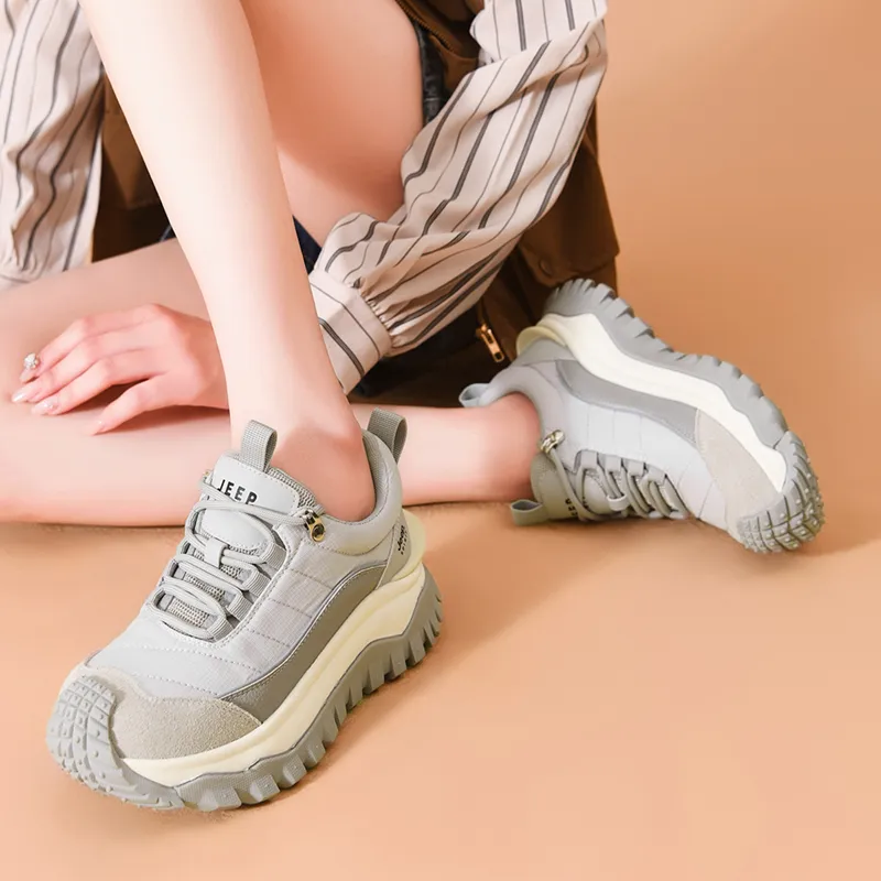JEEP SPIRIT Slip-Resistant Low-Top Support Height Enhancement Women's Beige Casual Shoes-32