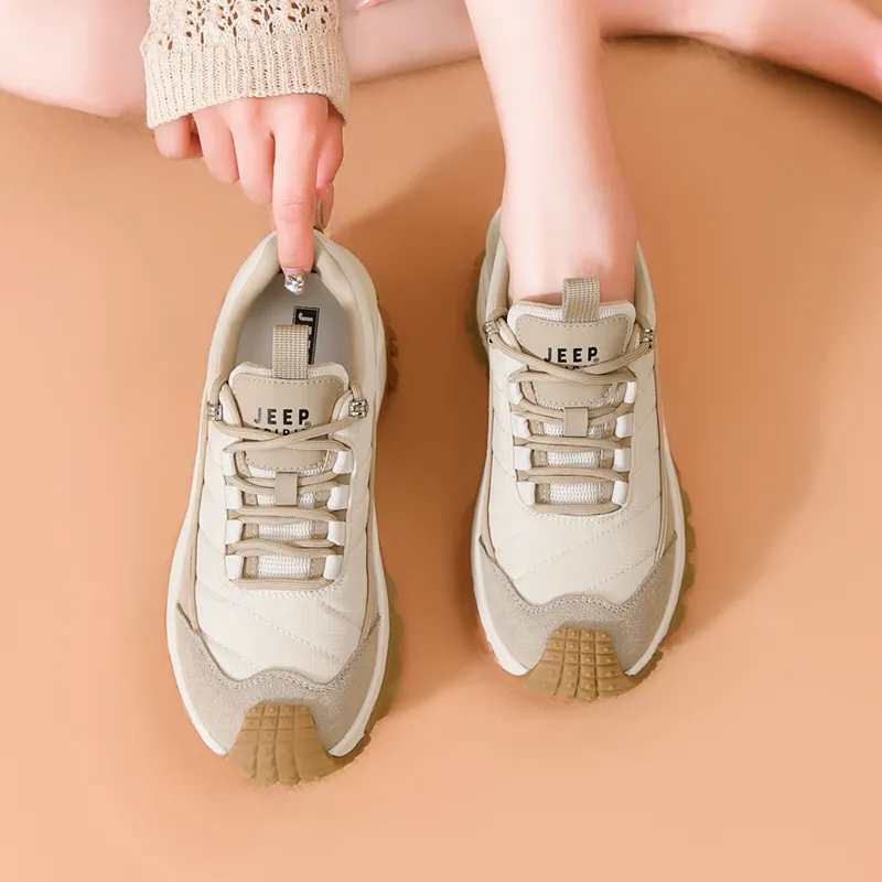 JEEP SPIRIT Slip-Resistant Low-Top Support Height Enhancement Women's Beige Casual Shoes-19