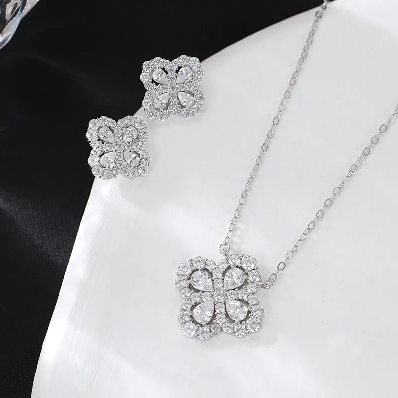 CMLZIUA S925 Silver Inlaid Cubic Zirconia Necklaces Women's Silver-1