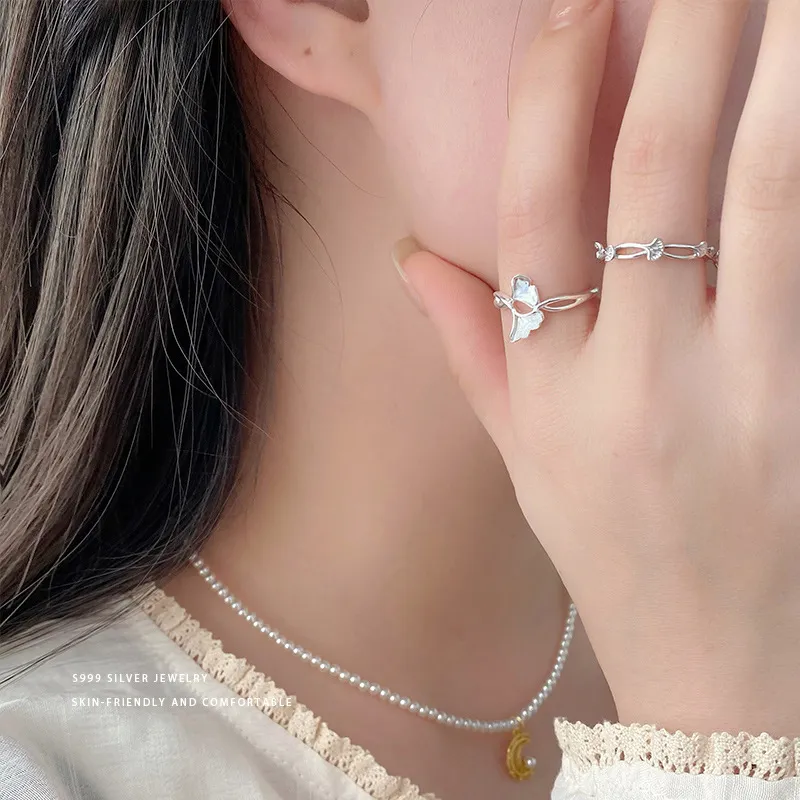 CMLZIUA S 999 Fine Silver Rings Women's-3