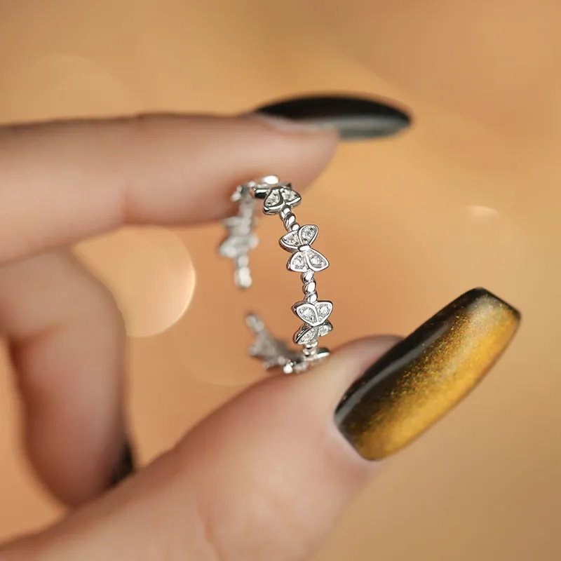 CMLZIUA S925 Silver Butterfly Ring Women's-3