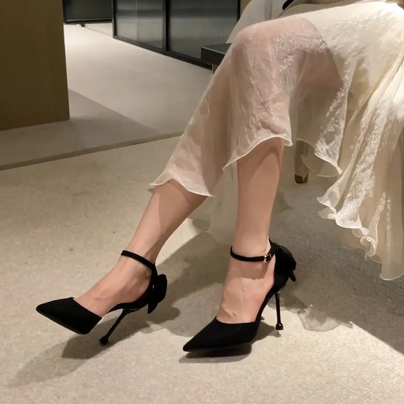 Medd Slim Heel High Heels 7CM 9CM Women's Black-2