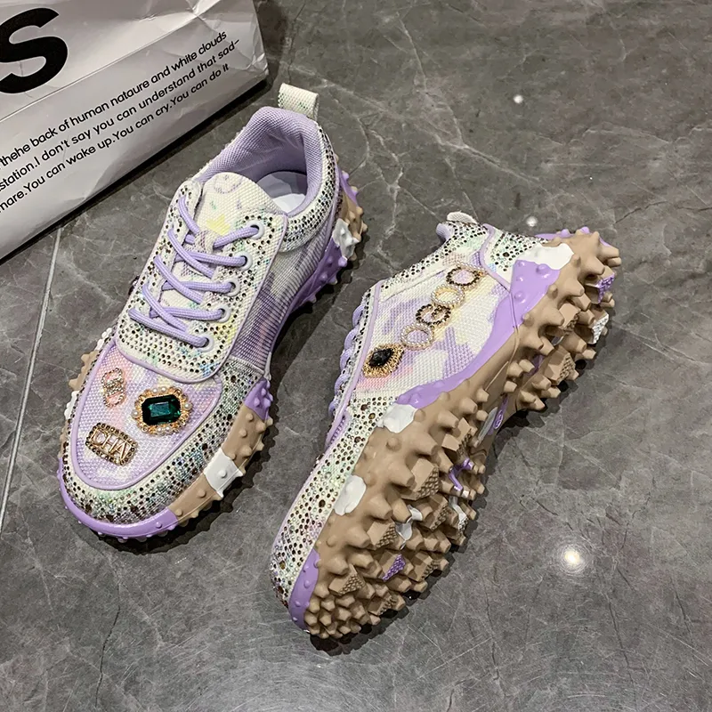 Boogie Bear Low Top Chunky Sneakers Women's Purple-3