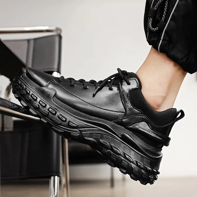 Slazenger Slip Resistant Low Top Chunky Sneakers Unisex Black-5