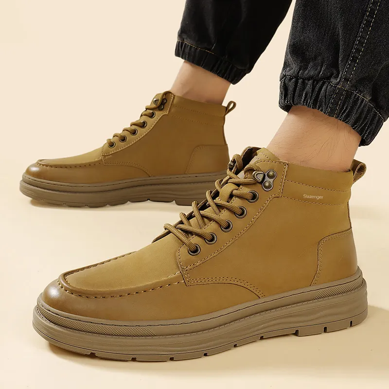 Slazenger Slip Resistant High Top Hiking Shoes Men's Yellow-8