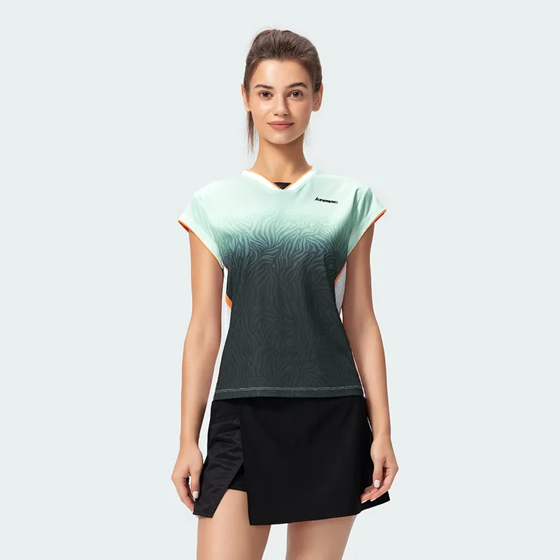Kawasaki Master Collection Badminton Jersey Women's Black Green/light Blue-1