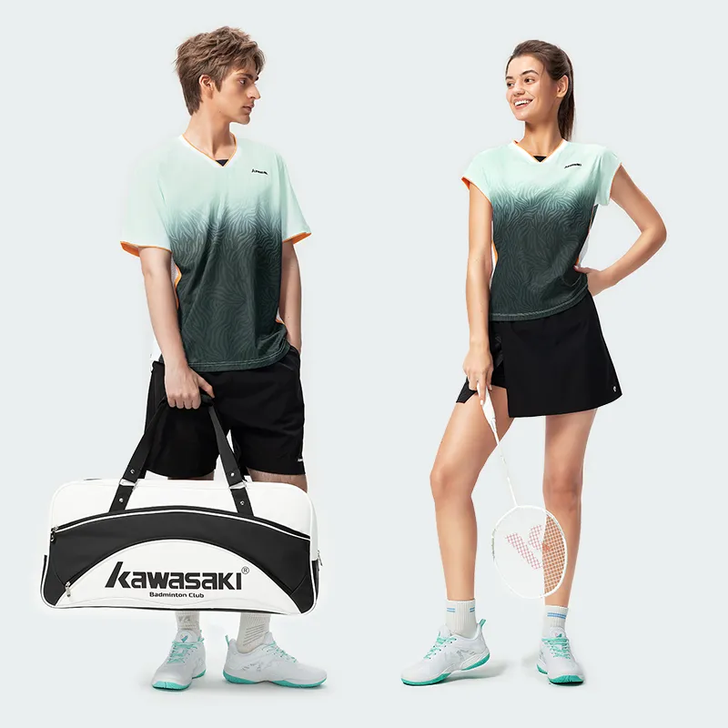 Kawasaki Master Collection Badminton Jersey Women's Black Green/light Blue-2