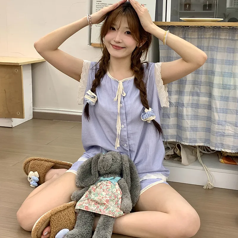 Wabi Town Pajama Set Women's Blue-4