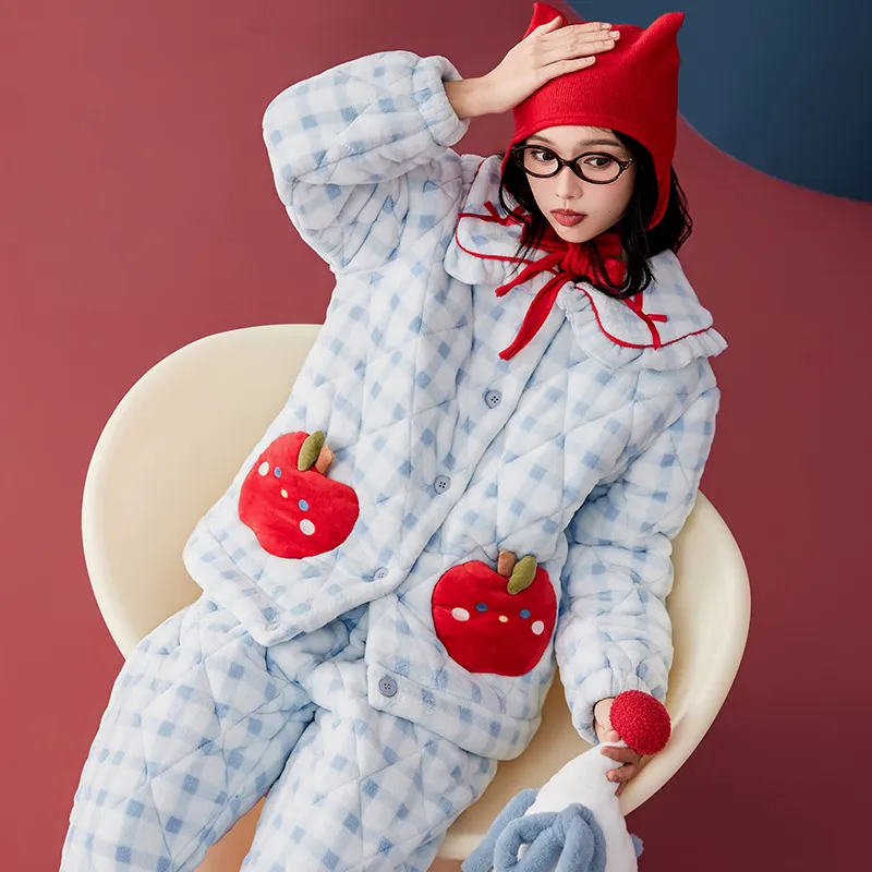 Wabi Town Pajama Set Women's Blue White-1