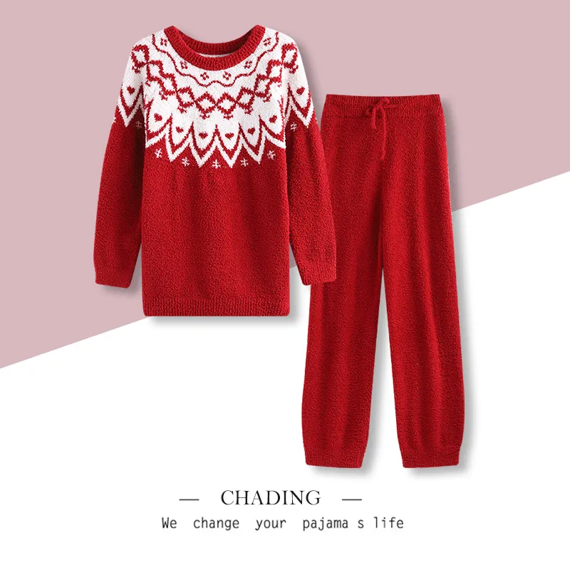Wabi Town Pajama Set Women's Vintage Red-1