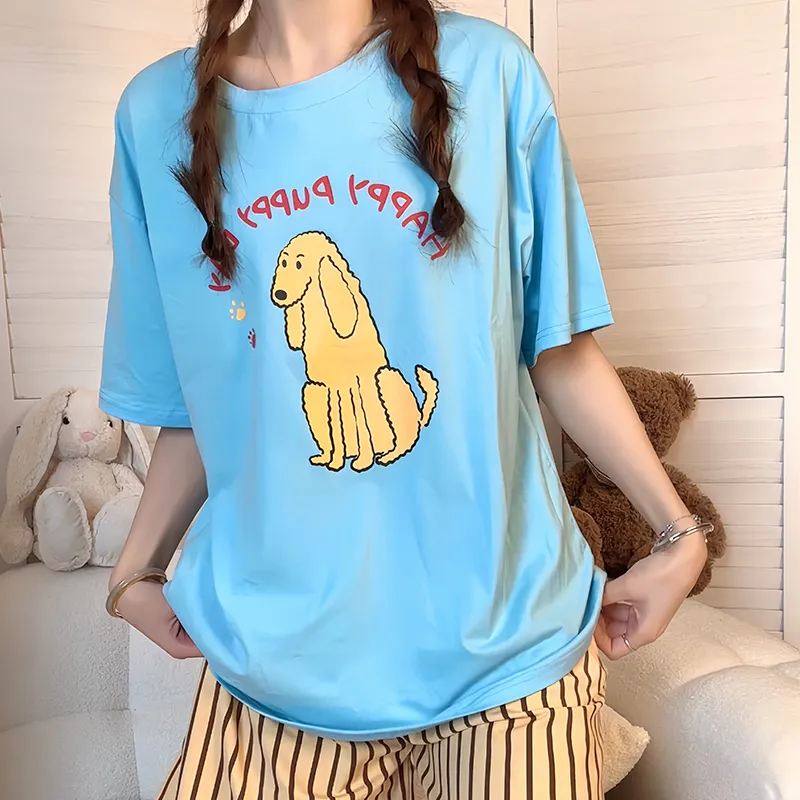 Wabi Town Pajama Set Women's Blue Yellow-1