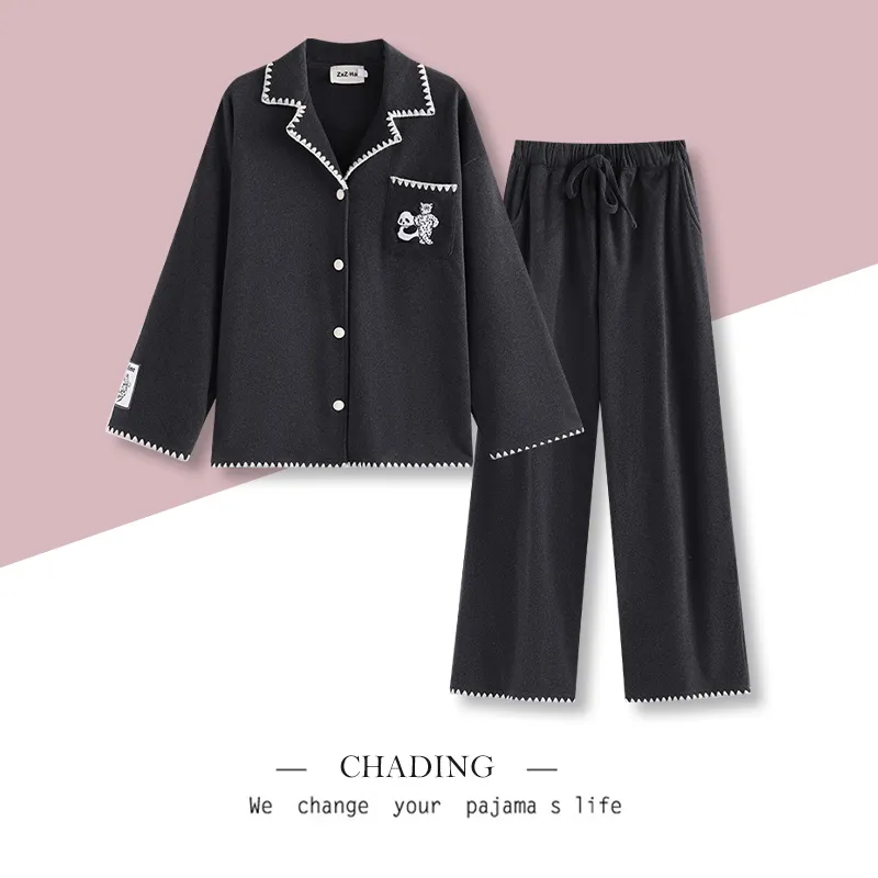 Wabi Town Pajama Set Women's Black-1
