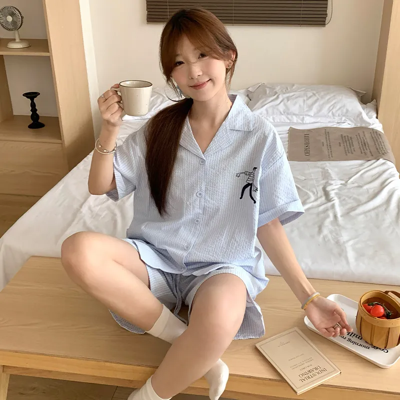 Wabi Town Pajama Set Women's Blue-3