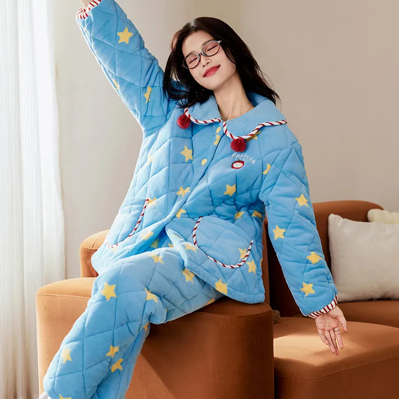 Wabi Town Pajama Set Women's Blue-3