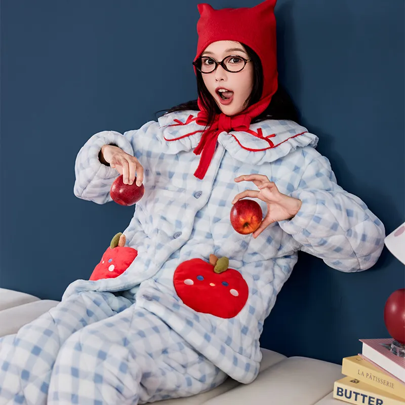 Wabi Town Pajama Set Women's Blue White-5