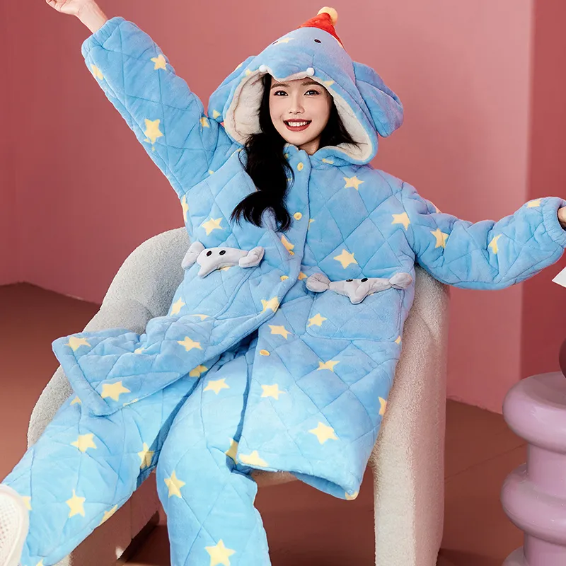 Wabi Town Pajama Set Women's Blue-2
