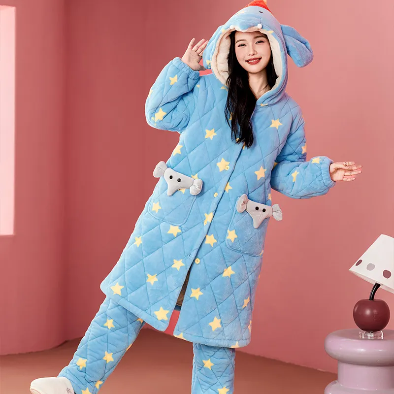 Wabi Town Pajama Set Women's Blue-1