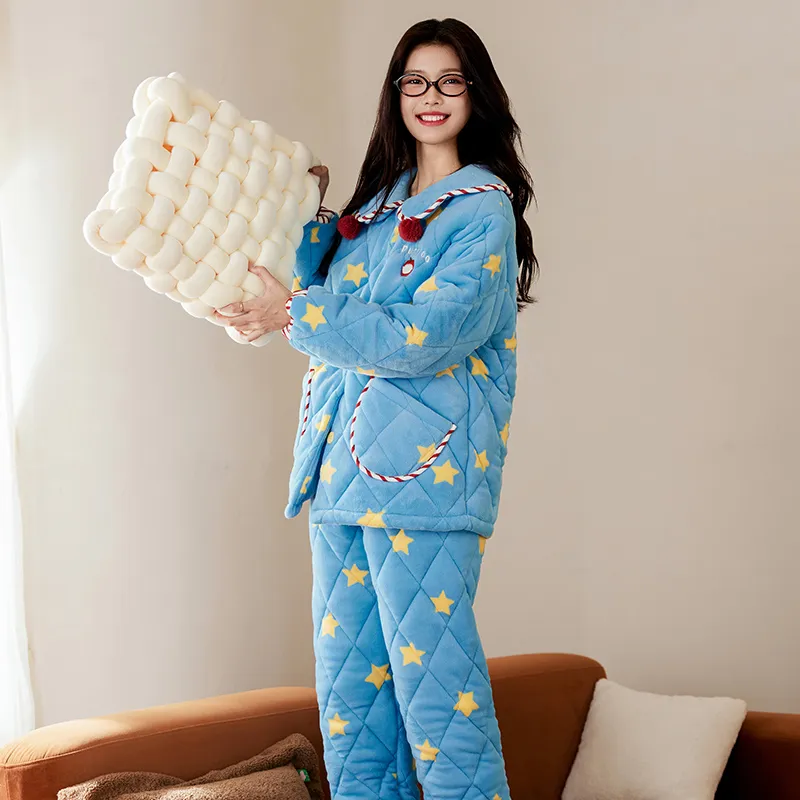 Wabi Town Pajama Set Women's Blue-1