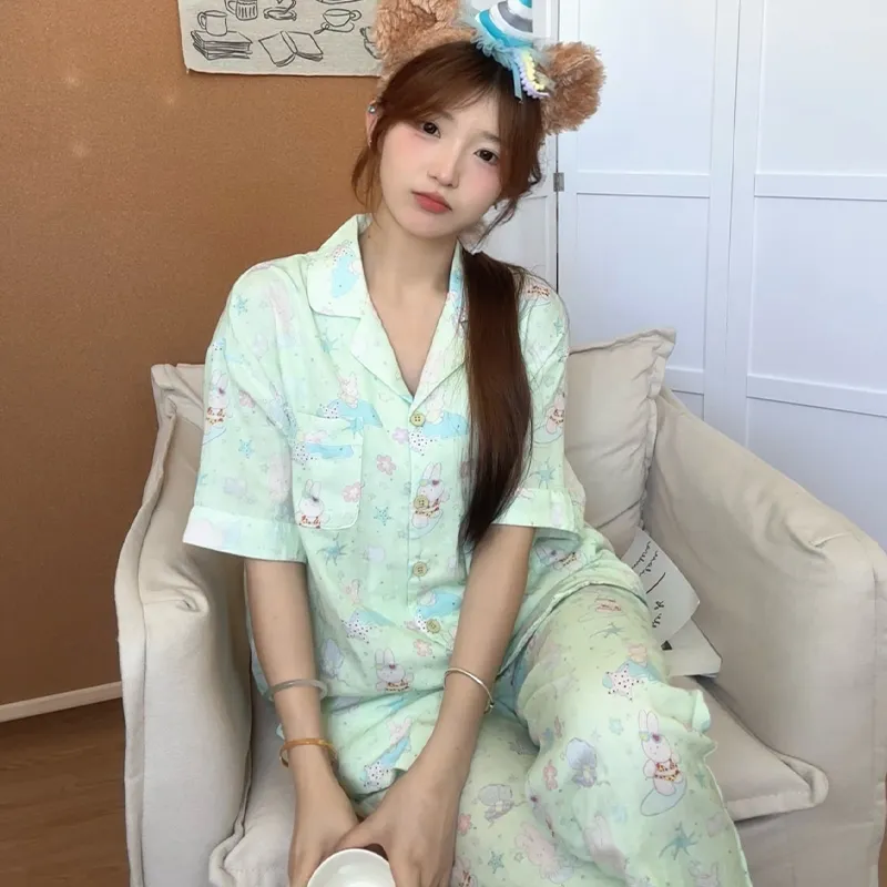 Wabi Town Pajama Set Women's Light Green-4