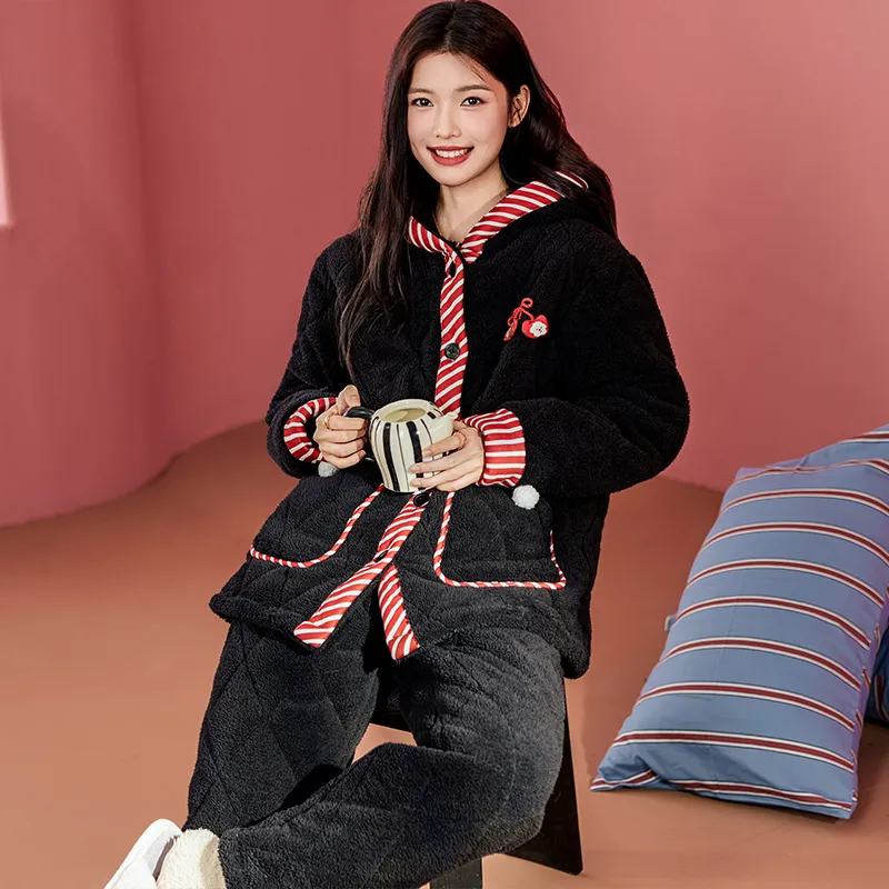 Wabi Town Pajama Set Women's Black-2