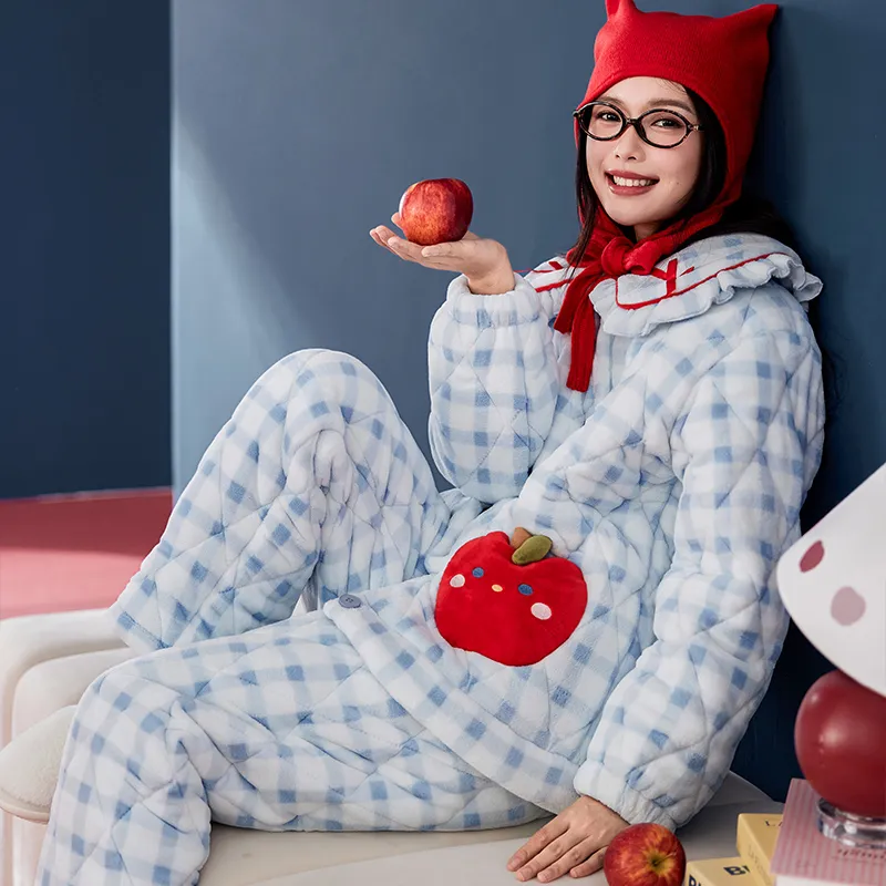 Wabi Town Pajama Set Women's Blue White-4