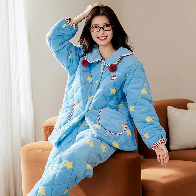 Wabi Town Pajama Set Women's Blue-2