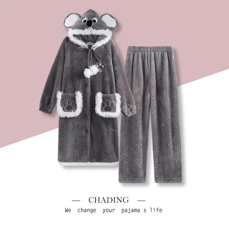 Wabi Town Pajama Set Women's Gray-1