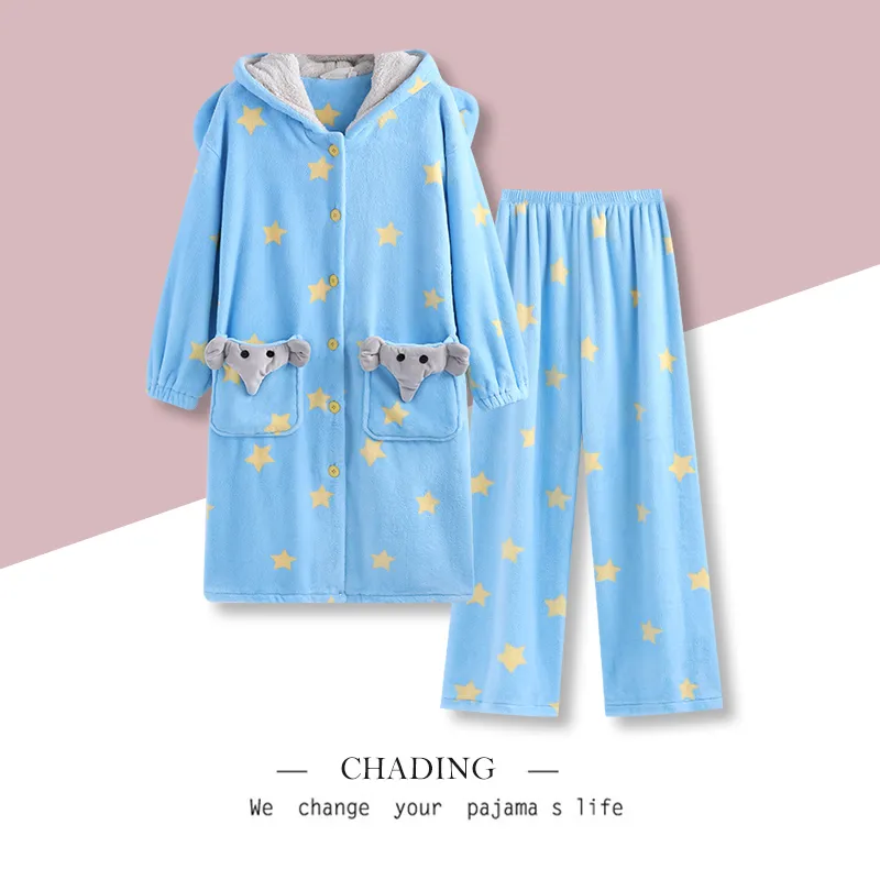 Wabi Town Pajama Set Women's Blue-1