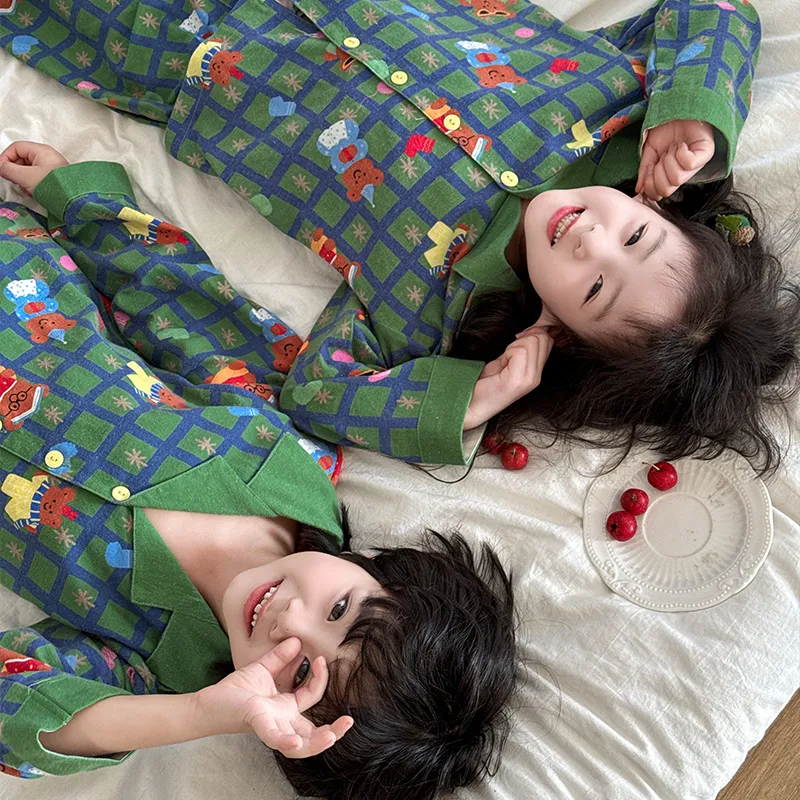 Wabi Town Pajama Set Unisex Green-3