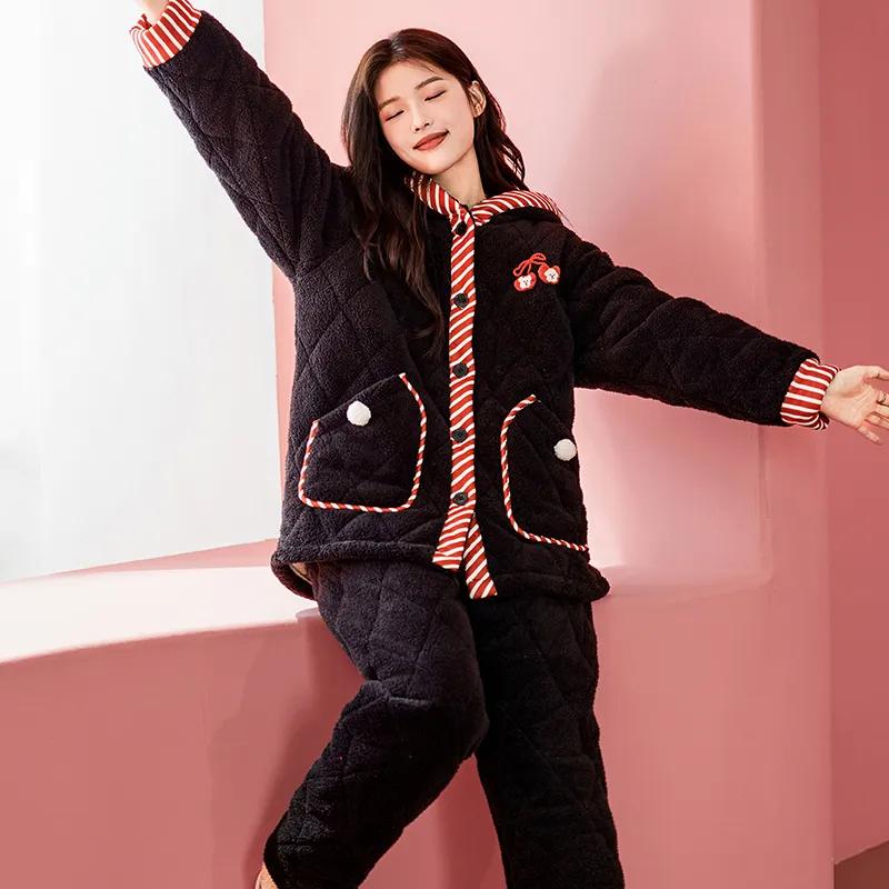 Wabi Town Pajama Set Women's Black-5